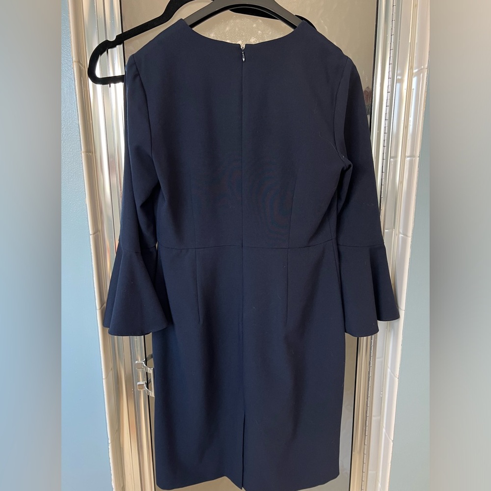 Ann Taylor women’s navy blue dress bell sleeve - size 4 - Picture 4 of 5